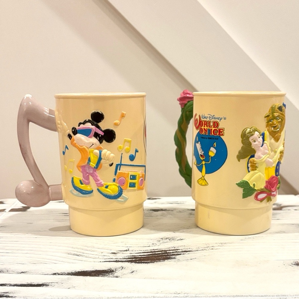 Vintage Disney On Ice Ringling Bros Barnum Bailey Collectible Cups Beauty Beast